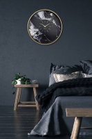 Väggklocka med Marmormönster - Marble Duo 48 cm Guld/Svart | NeXtime