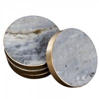 Glasunderlägg blå marmor med guldkant - Svensk marmor - Northmans