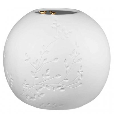 Vas i vit keramik med guldmålad insida från Räder